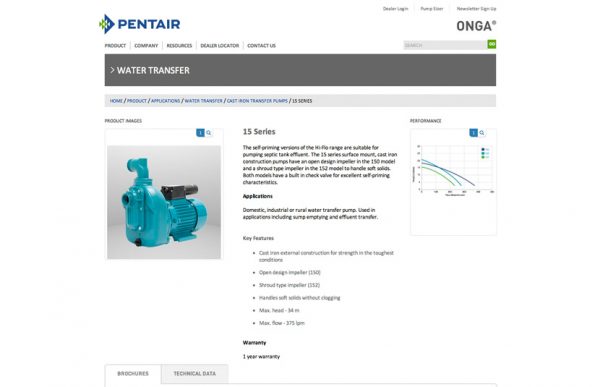 Onga Pentair Responsive Website Design Red Fred Creative