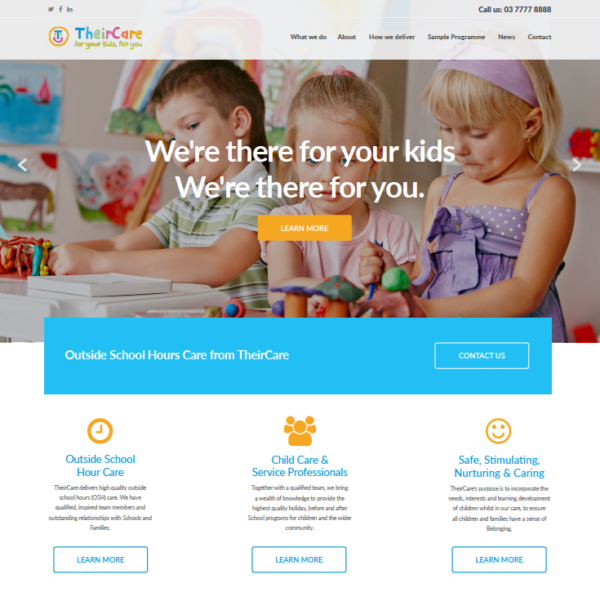 TheirCare Home page design
