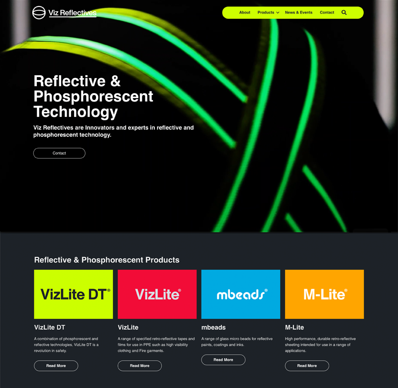Viz Reflectives Website Design
