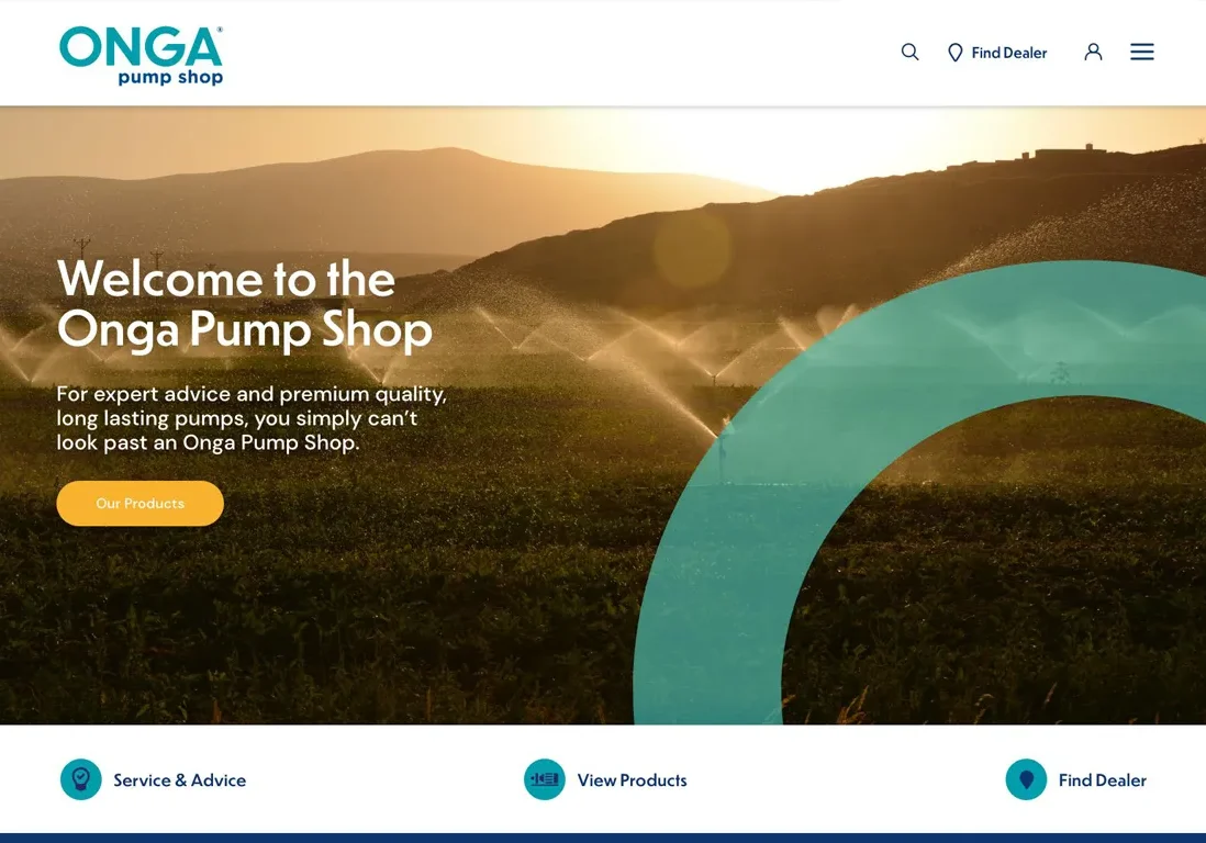 Onga Pump Shop Website Design Created by Red Fred Creative